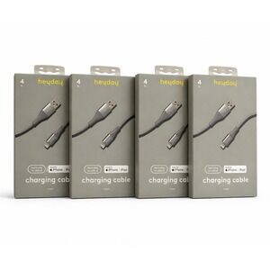 NIB Sealed Set of 4 Heyday 4 Ft  Fast Charge USB-A Charging Cable iPhone & IPad